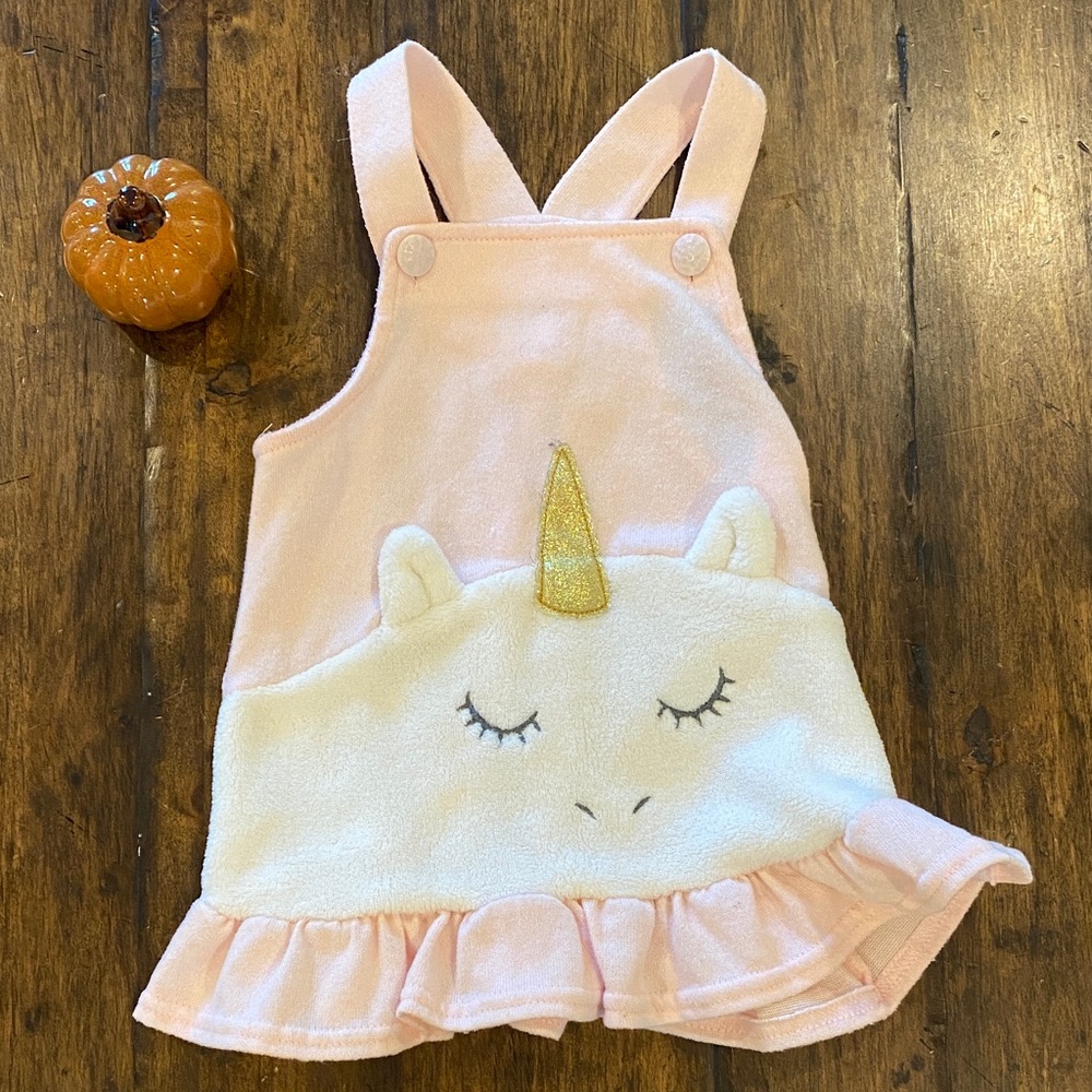 🩷 Youngland Pink Dress with Soft Gold Unicorn 🩷